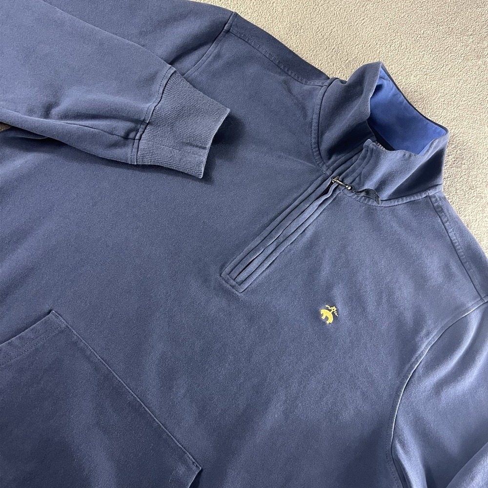 Brooks Brothers Quarter Zip Pullover Sweater Blue Mens XL Golf Logo Cotton